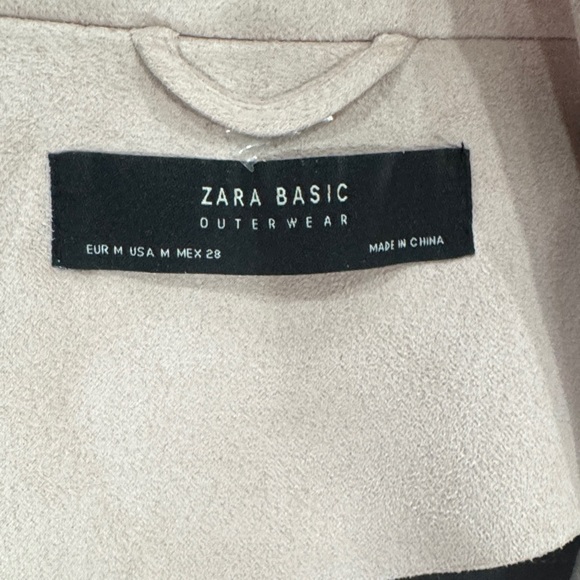 Womenβs Zara Basic Light Pink Faux Blush Faux Suede Zip Up Moto Jacked Size M - Picture 8 of 16
